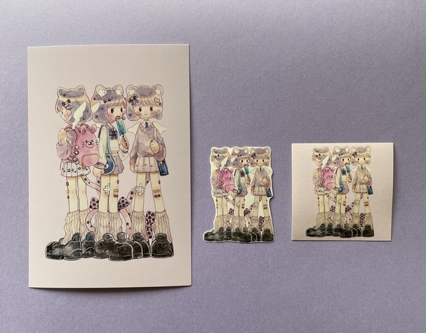 オリジナル イラスト 複製ポストカード＆シール＆おまけラミカ - イラスト
