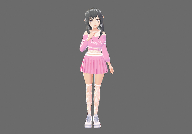 Pink and White Top With Skirt and Fishnets