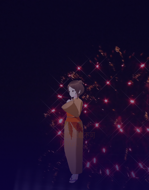 【VRoidお衣装アイテム】浴衣＊紅葉＊暖色系＊秋色　Yukata / VRoid item / freebie