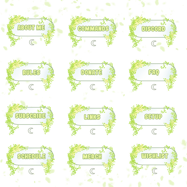 【Twitch Panels】Cute green leaves twitch panels