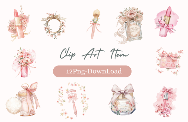 夢見るメイク♡Soft Watercolor Clipart 12itemSet