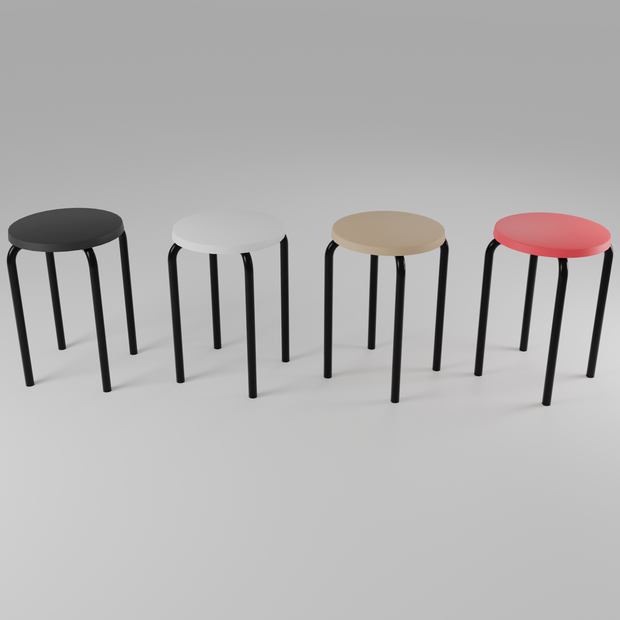 Low Poly Food Props｜丸椅子４脚セット｜3Dモデル｜Blender・FBX対応