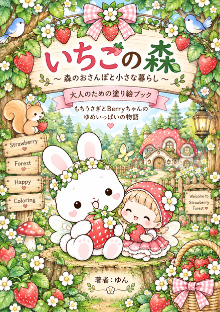 【PDF版】大人の塗り絵『いちごの森』癒しの塗り絵