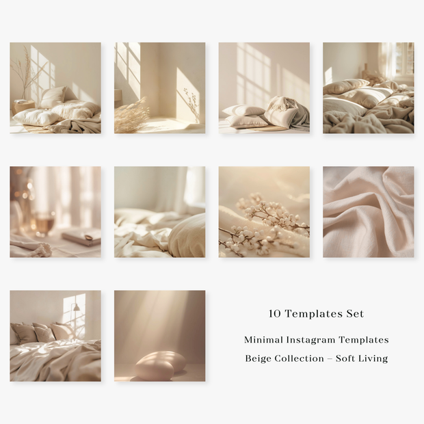【画像テンプレ】 Beige Collection – Soft Living｜Canvaデザイン素材（10枚セット）