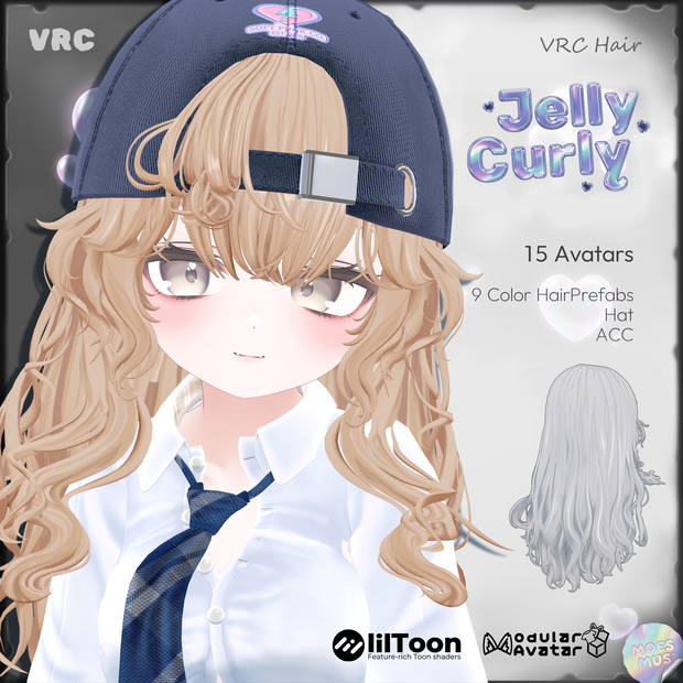 VRC Hair_ JellyCurly ( 17Avatars )