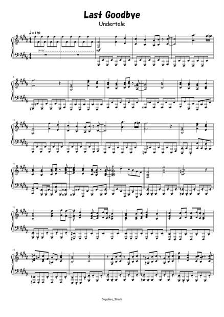 Undertale】Last Goobye 楽譜(音源付き) - さふぁいあたいてっく - BOOTH