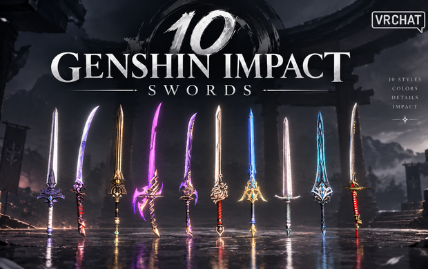 VRChat 10 Genishin Impact Swords 3D model 