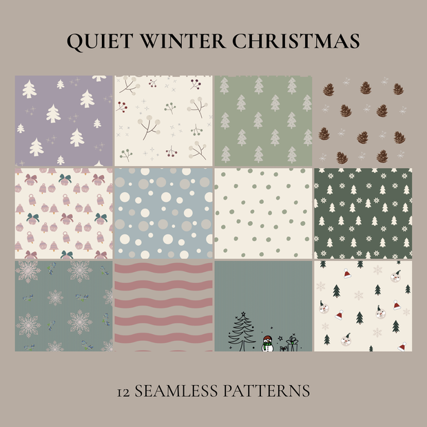 Quiet Winter Christmas｜クリスマス デジタルペーパー 12枚セット