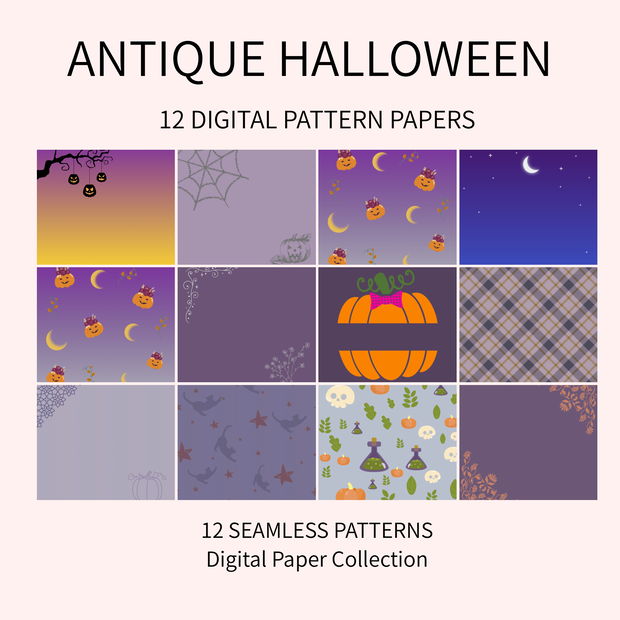 Antique Halloween｜ハロウィン デジタルペーパー 12枚セット