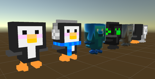 ボクセルペンギン 小物 3Dモデル