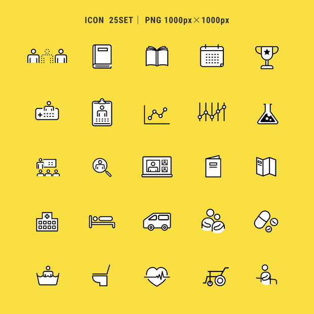 【アイコン04　25セット】PNG/背景透明　1000px × 1000px