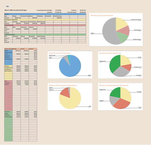 Simple & Flexible Personal Finance Spreadsheet (Premium Version)