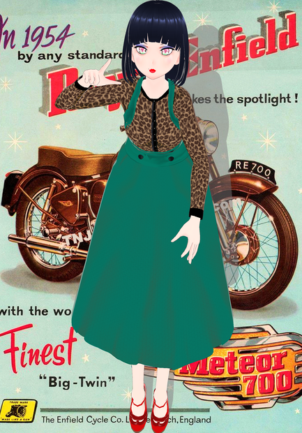 Vintage 50s Green Overall Jumper Skirt