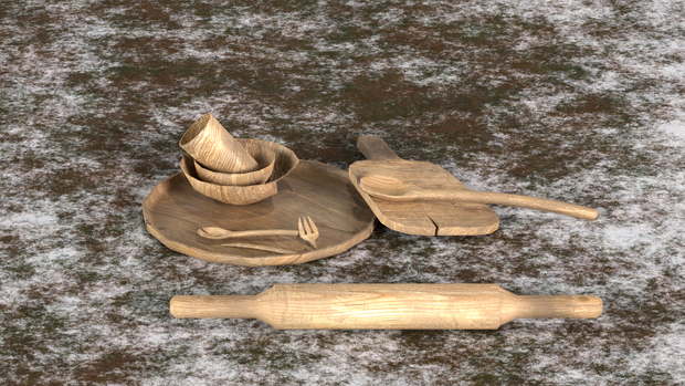 OldWoodenTableware