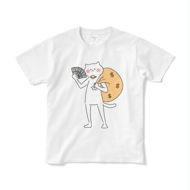 デカねこ】お金大好きな猫のカラーTシャツ - あすぱらべーこんshop - BOOTH