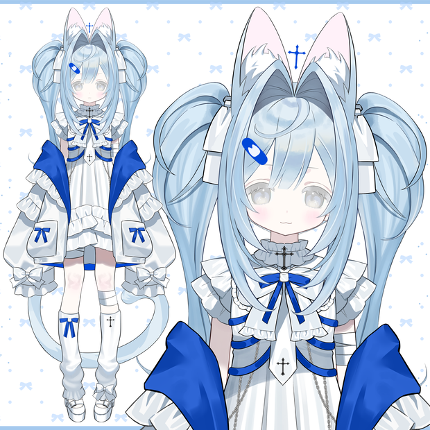 【限定1点】Blue pale cat【Live2Dモデル】【VTS対応】