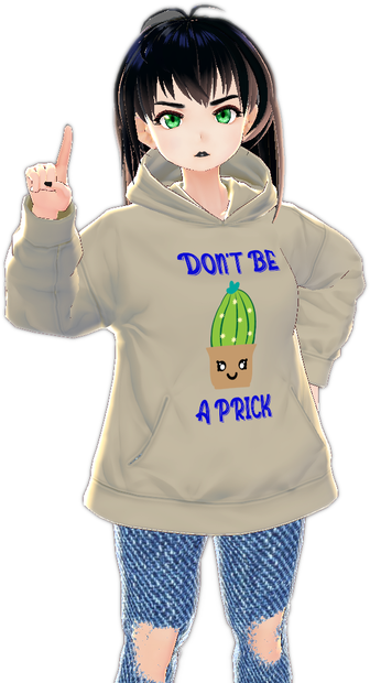 3 piece Cactus "Don't be a Prick" VROID hoodie, mini t-shirt, t-shirt
