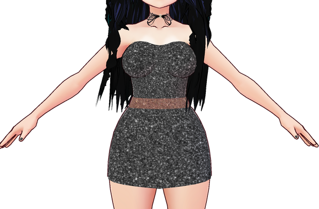 Little Black Dress VROID textures Body + Pencil Skirt + Shoes