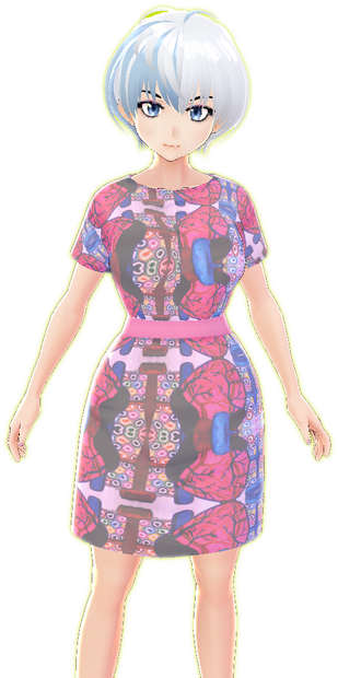 Bright Pink Brain belted dress set VROID textures
