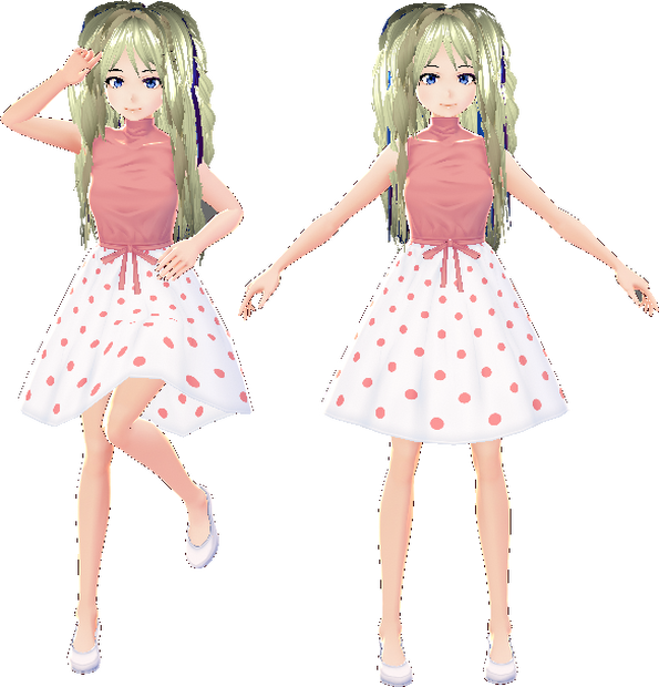 Polka Dot Dress with Face Hearts VROID texture