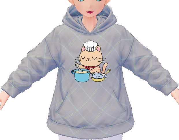 Kawaii Cat Cooking Fish 3 piece VROID textures
