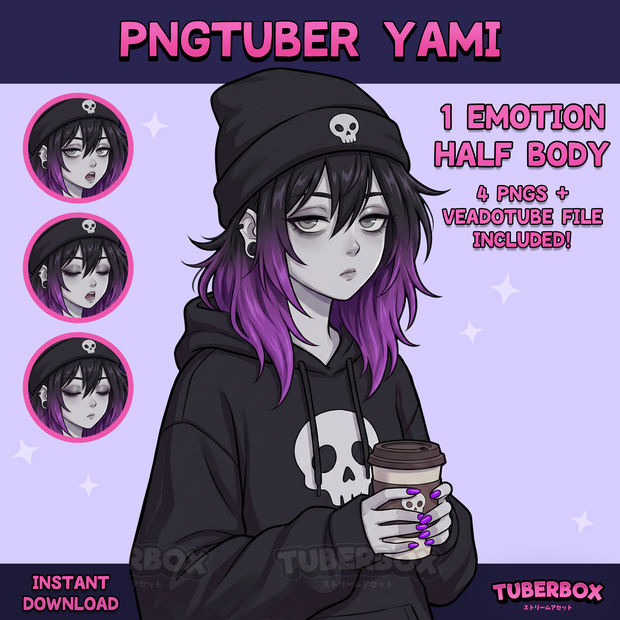 Female PNGTuber - Emo Premade PNGTuber Girl - Cute PNG Tuber Model - VeadoTube - Twitch Avatar, GIFTuber 