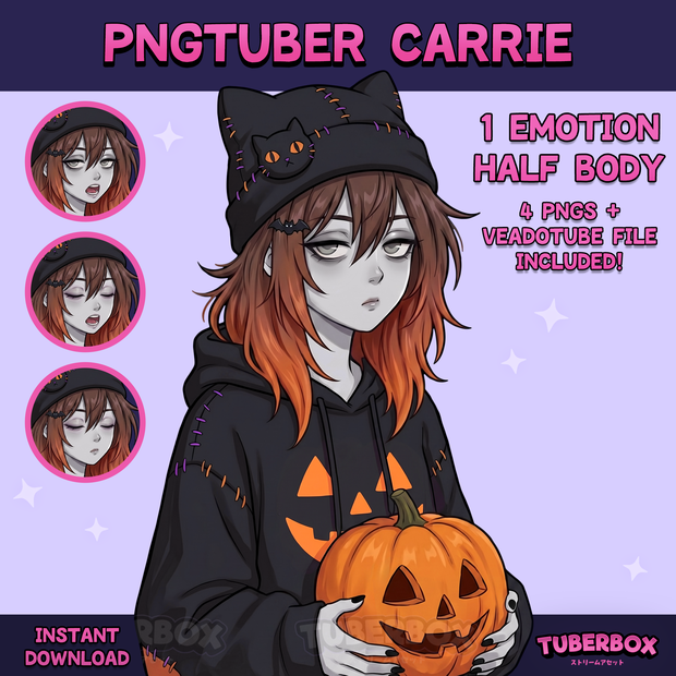 Female PNGTuber - Halloween PNGTuber Girl - Premade PNGTuber Model - Emo - Spooky - Twitch Avatar, GIFTuber - VeadoTube