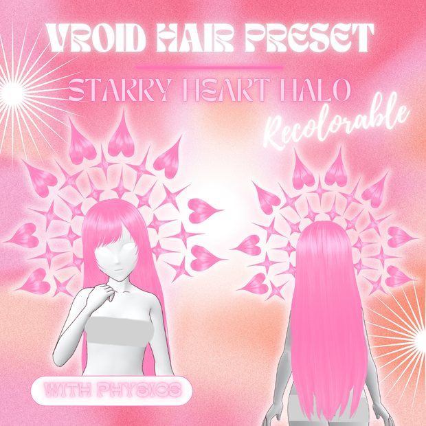 Starry Heart Halo | VRoid 髪型 Recolorable Hair Preset w/ Physics | Fantasy | Celestial | Angelic | Vtuber