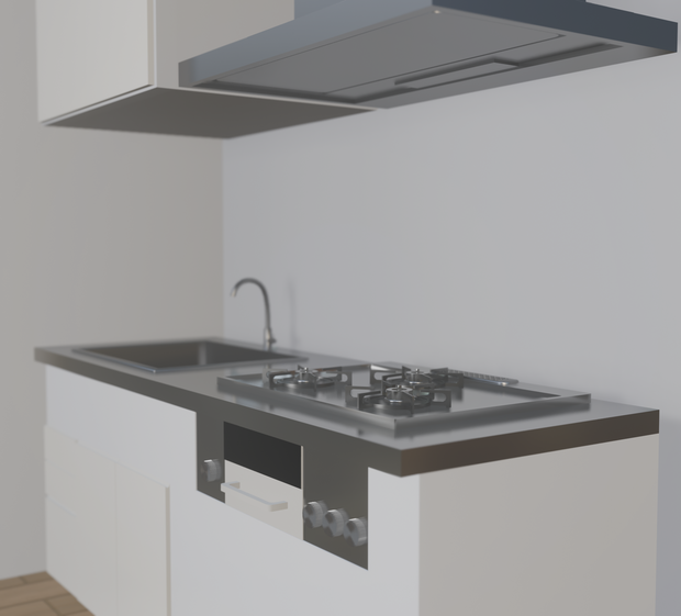 【UnityPackage】【fbx】シンプルなキッチン (kitchen)　[blender]