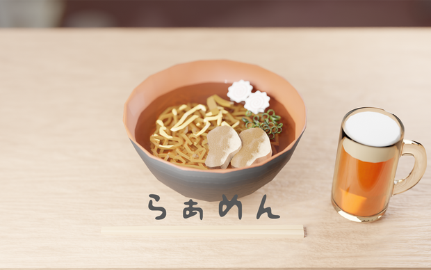 【UnityPackage】醤油ラーメン(3Dモデル) 【fbx】 【blender】