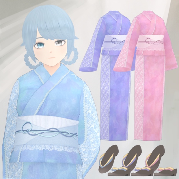 たゆたうクラゲの浴衣セット【VRoid向けテクスチャ】 - SheepySnow - BOOTH