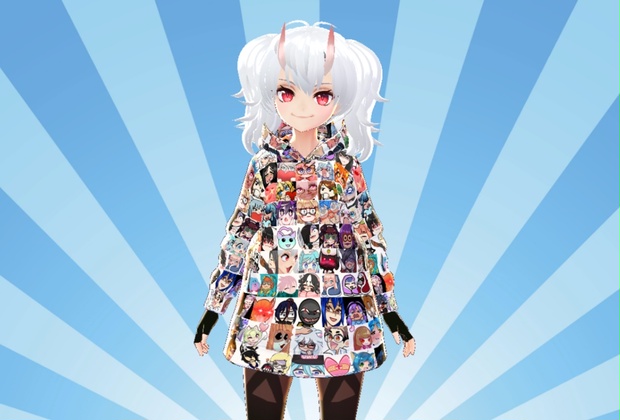 ENVtuber VRoid emote hoodie - 2wintails - BOOTH