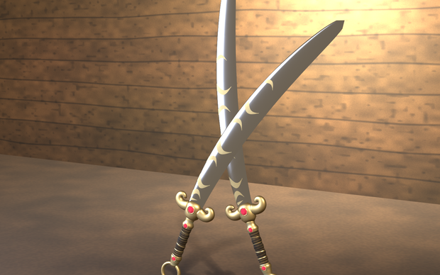 【3Dモデル】東洋風 双剣 -反り刀一対- VRChat想定 小物/武器