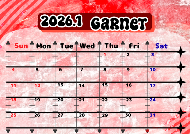 2026.1年-誕生石イメージカレンダー🗓