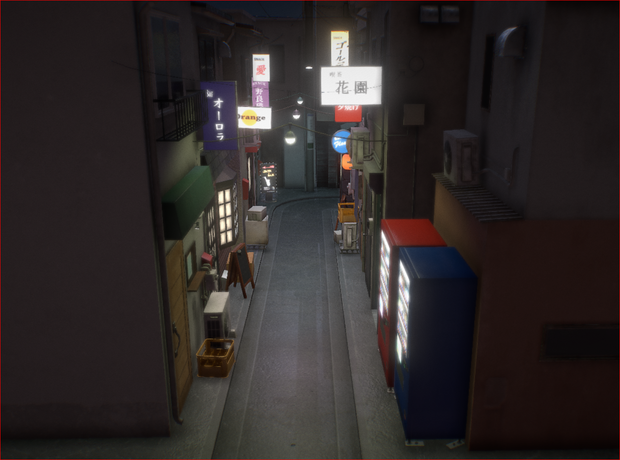 Japanese street at night 夜の日本の街路 3D Model Vrchat