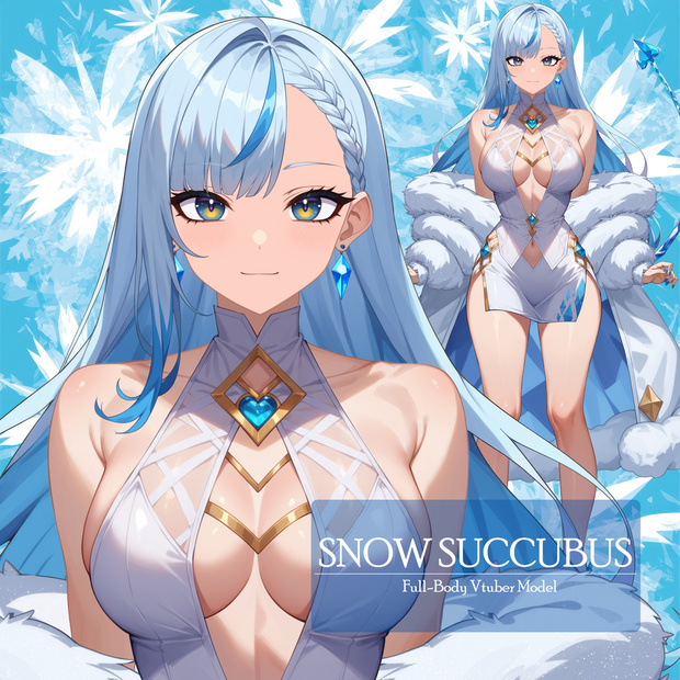 【Live2D】Snow Succubus, Pre-Rigged Vtuber Model For Vtube Studio, PNGTuber, Cute, Chibi, Instant Download,Commercial Use,Kitsune,Furry,Game Stream