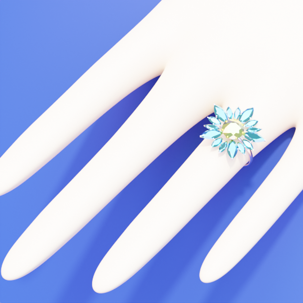 花の指輪 ローポリ リング .blend .fbx VRchat ３Ⅾモデル No.017