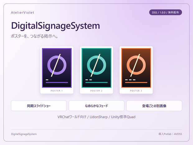 【無料あり】【VRChatワールドギミック】DigitalSignageSystem｜ポスターを自動で切り替えるサイネージギミック #vrc_AtelierViolet