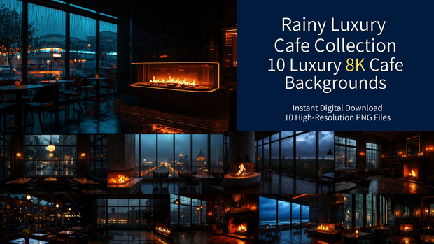 Rainy Luxury Cafe Collection | 10 Luxury 8K Cafe Backgrounds
