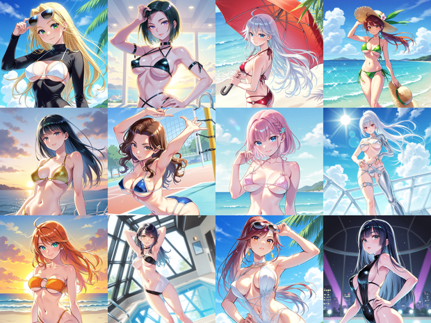 Anima Base V1向け・過激系水着ファッション イラストプロンプト集(100種)