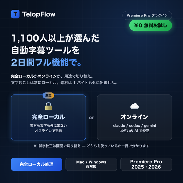 TelopFlow 試用版｜2日間フル機能