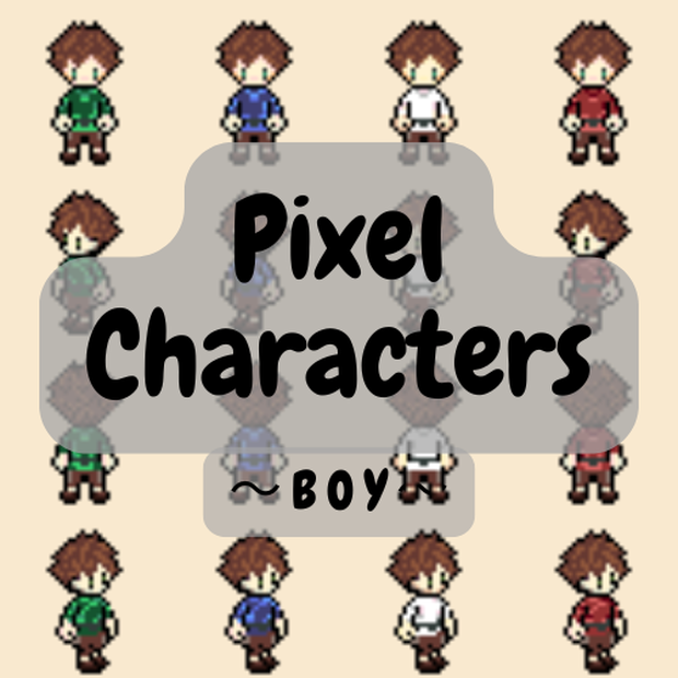 【BAKIN】【ドット絵素材】町の少年キャラ 4方向歩行＆待機アニメ（6フレーム×4方向）ゲーム用スプライトシート