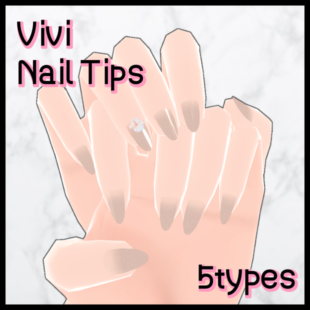 【Viviちゃん対応】ネイルチップ　5種類+チュールネイル　追加テクスチャ
