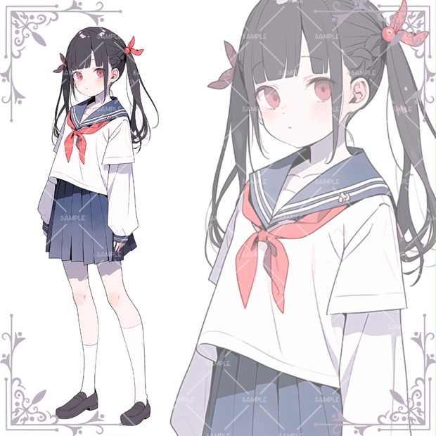 大きいサイズ LL ワンピース ミディアム丈 セーラー 制服風