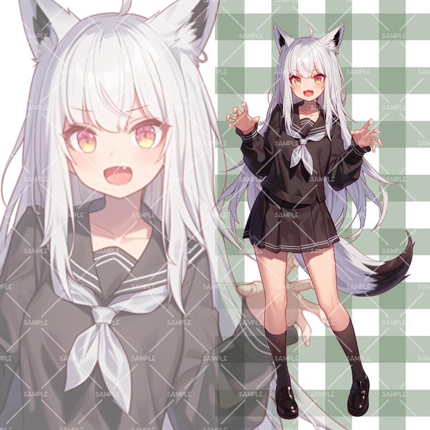 《No.34》立ち絵素材_狼少女_女の子_制服