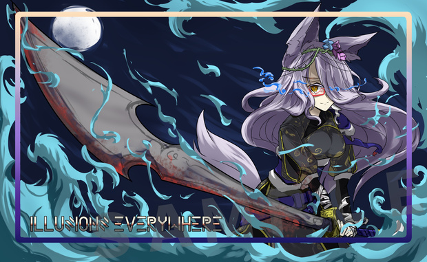 オリジナルプレイマット　ー月下蒼炎ー