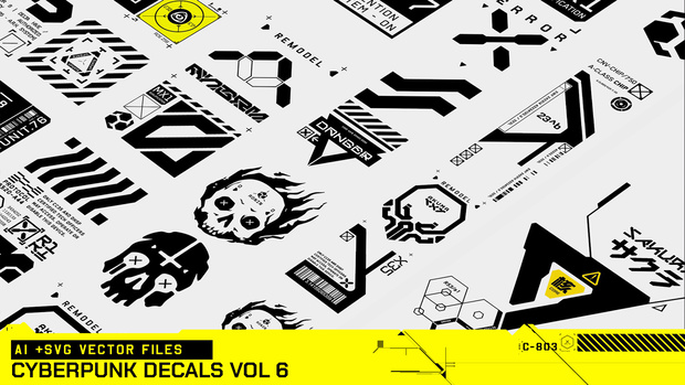 Cyberpunk Decals Vector Pack 6