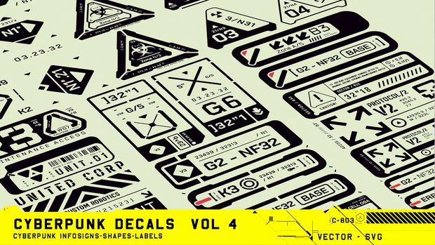 Cyberpunk Decals Vector Pack 4 