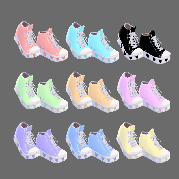 Heart bottom converse platform shoes textures