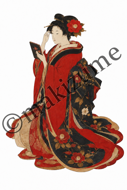 椿美人 〜浮世絵〜　コラージュ素材